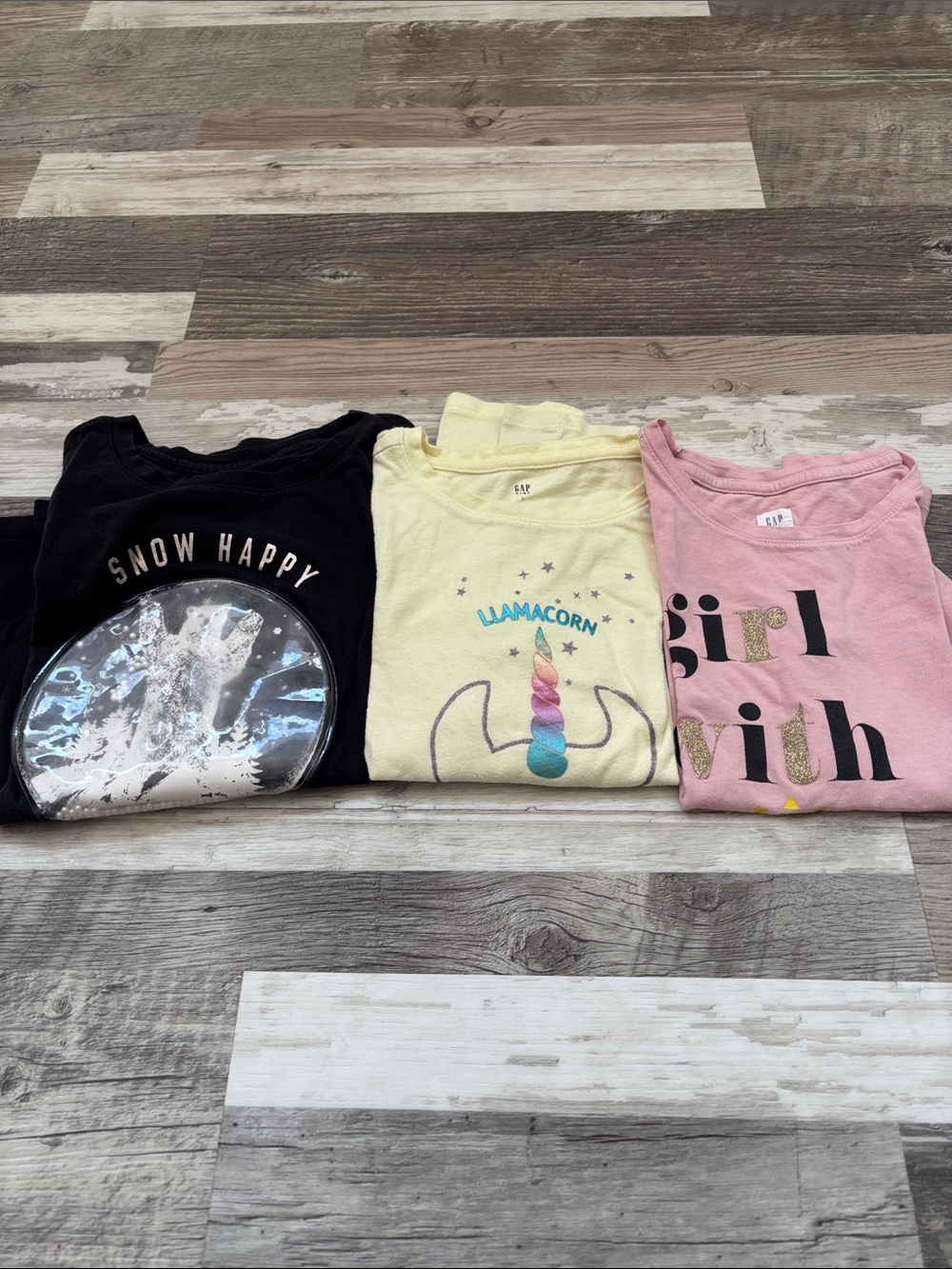 GAP Girls Short Sleeve Tees - Black, Yellow & Pink Graphic Pack